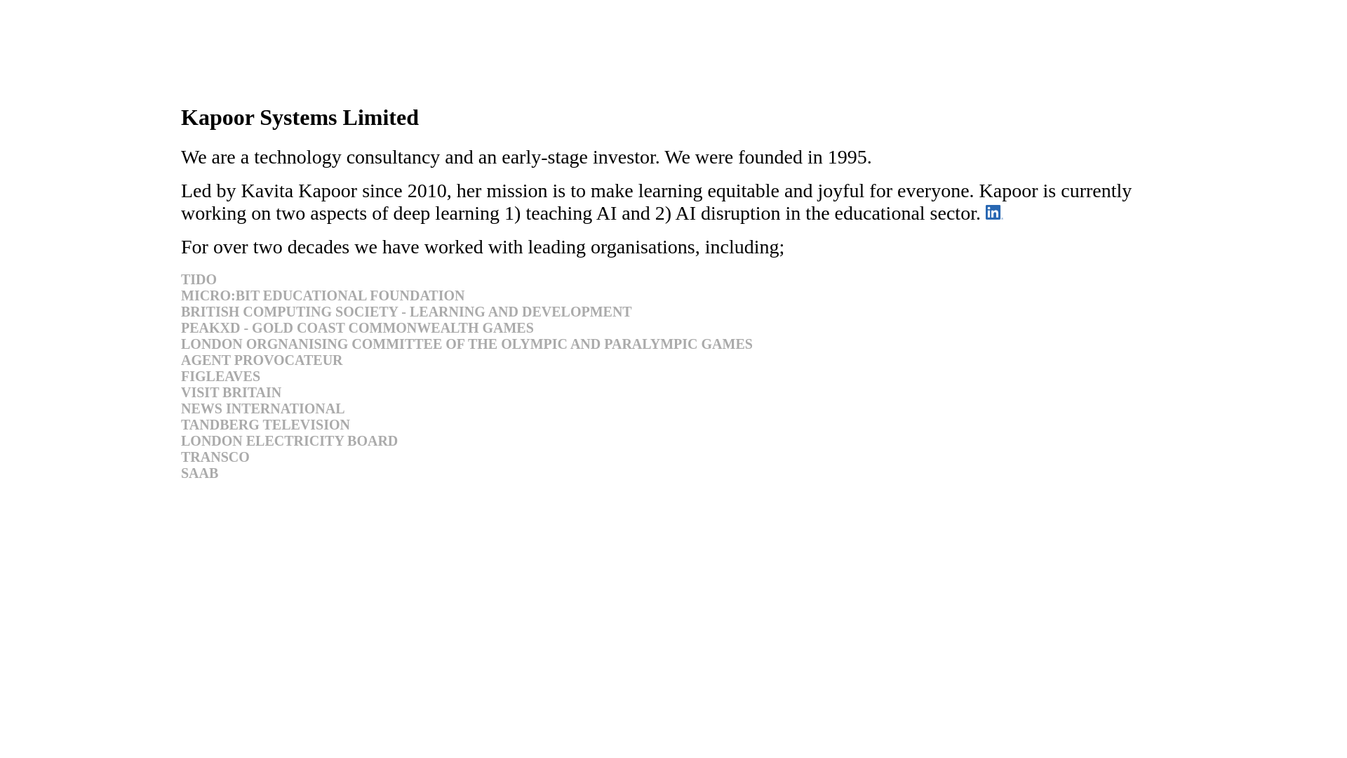 website screenshot of https://kapoor-systems-limited.co.uk/