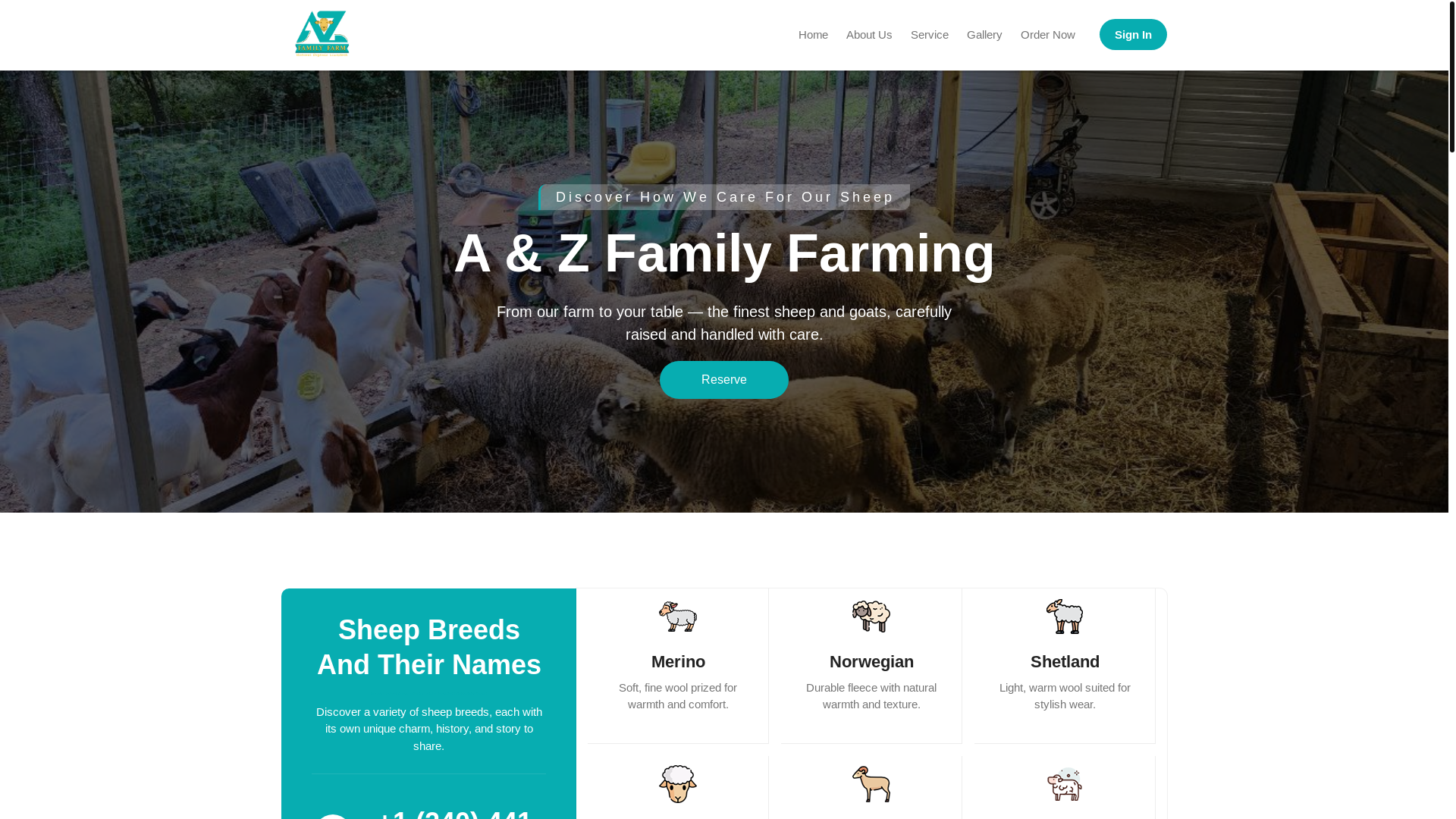 website screenshot of https://anzfamilyfarm.com/