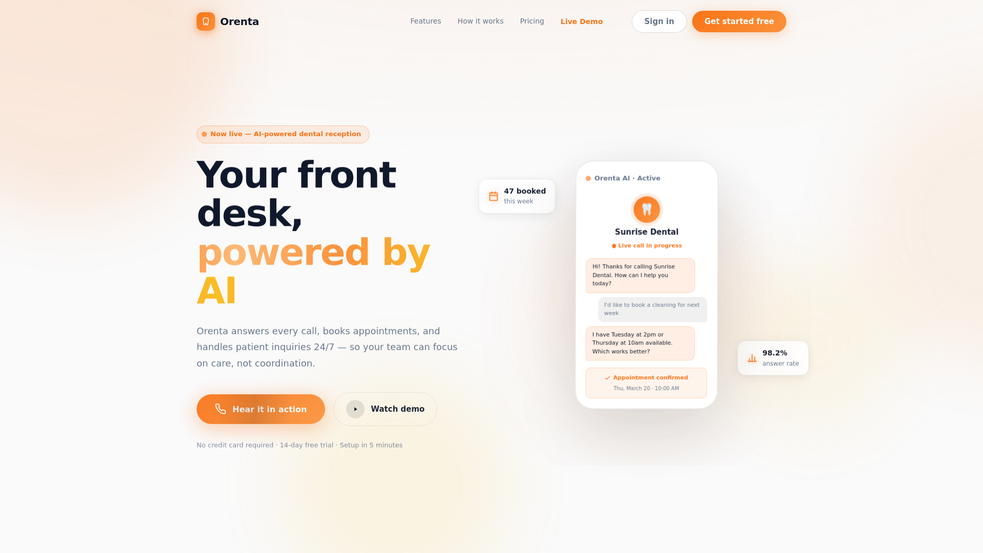 website screenshot of https://orenta.us/