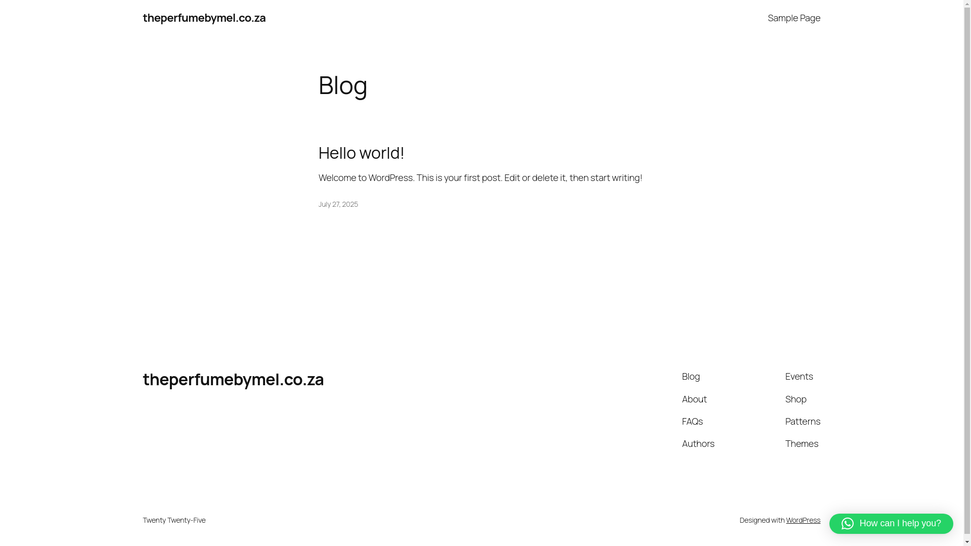 website screenshot of https://theperfumebymel.co.za/