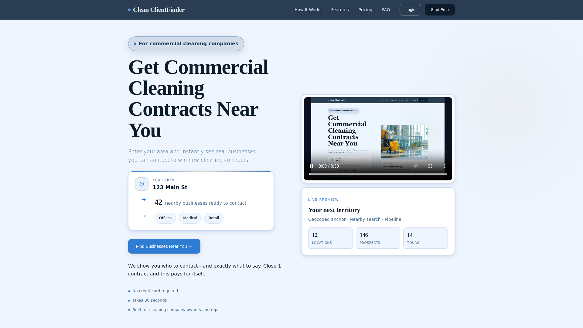 website screenshot of https://cleanclientfinder.com/