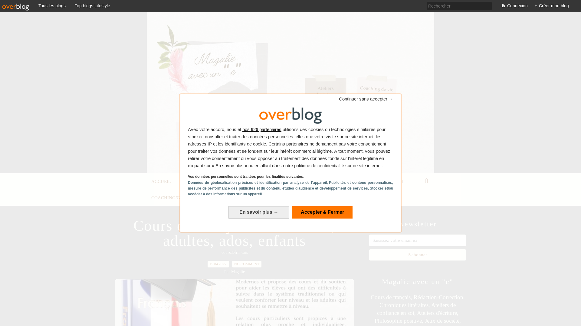 website screenshot of https://magalieavecune.com/