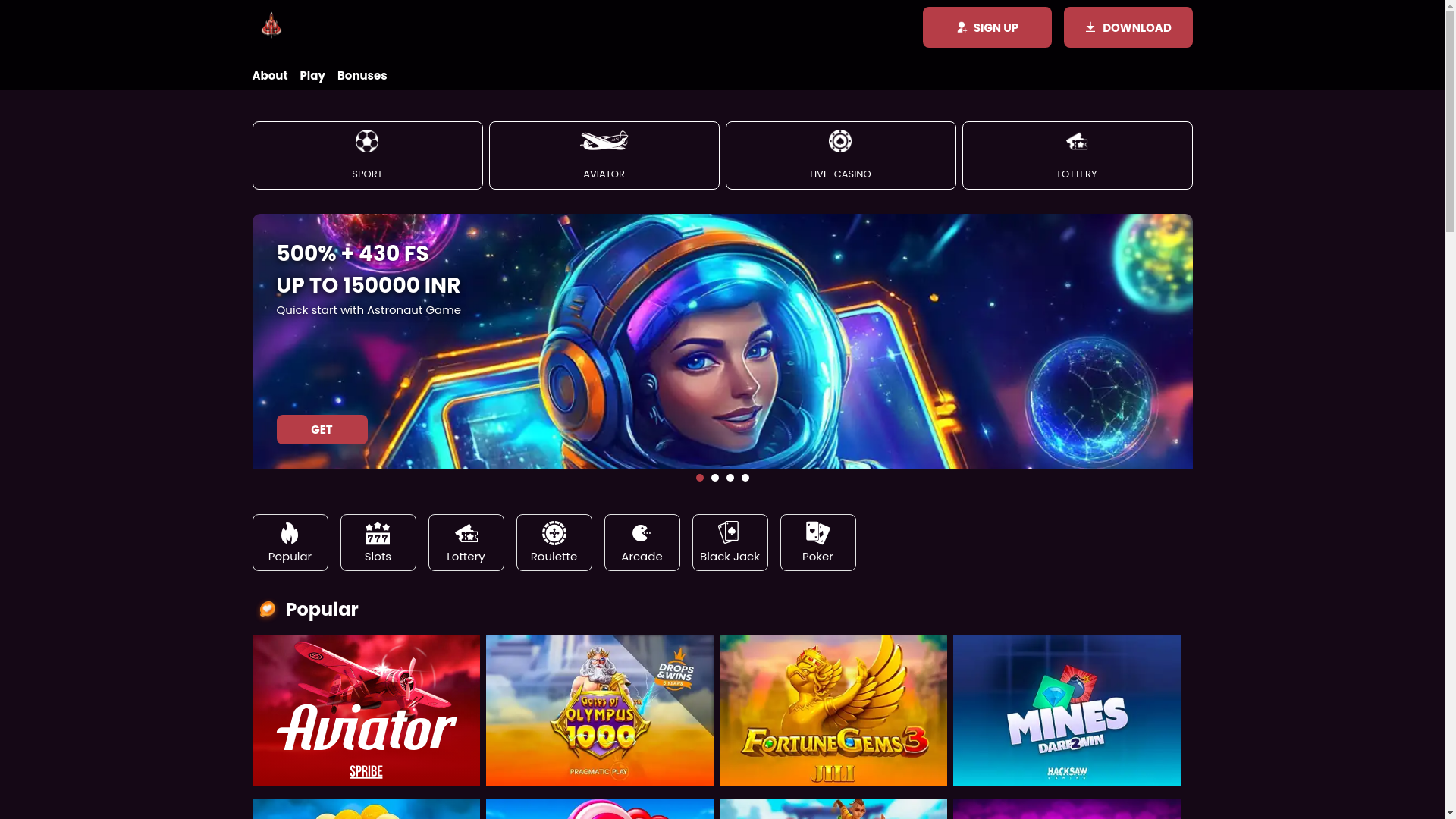 website screenshot of https://astronautindia.guru/