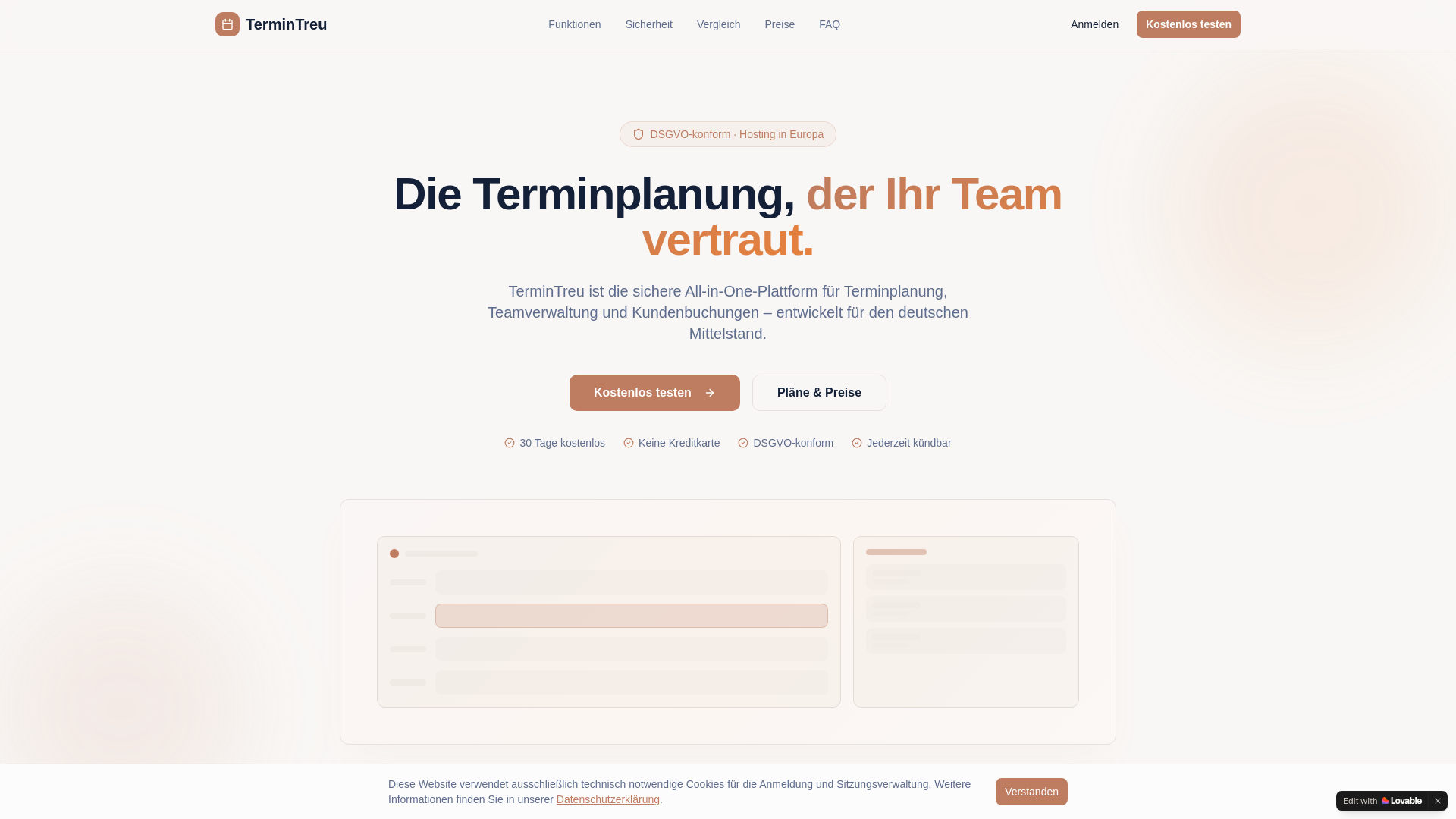 website screenshot of https://termintreu.com