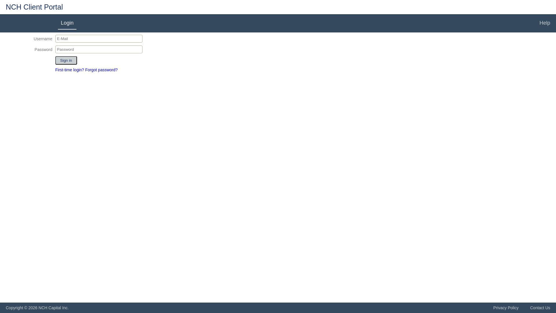 website screenshot of https://clients.nchcapital.com/