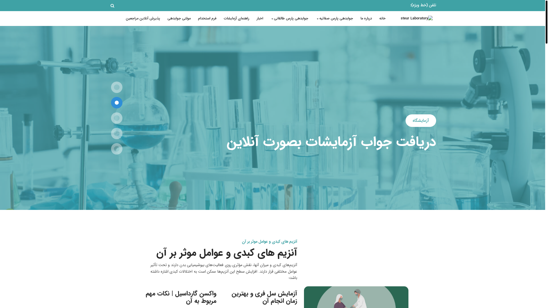 website screenshot of https://pasteurlabarak.ir/