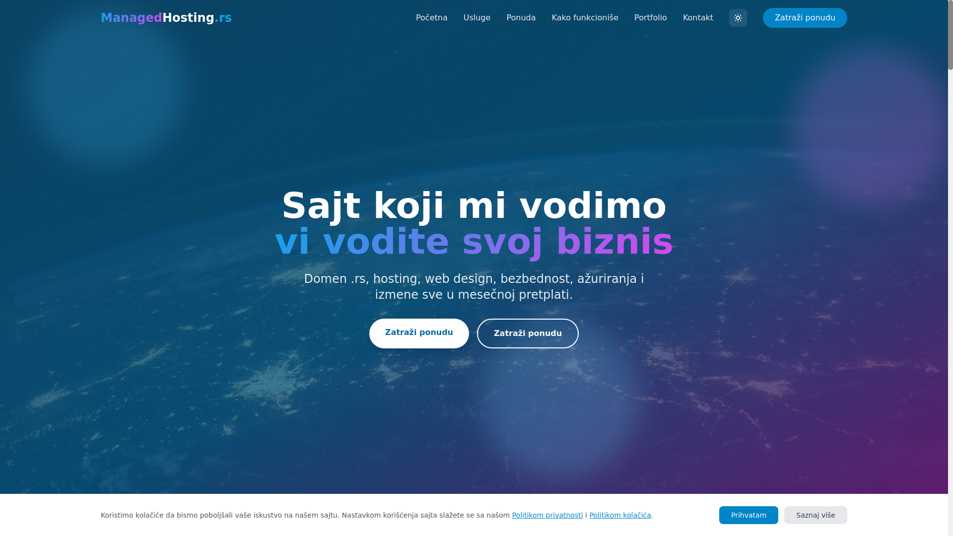 website screenshot of https://webupravljanje.rs/