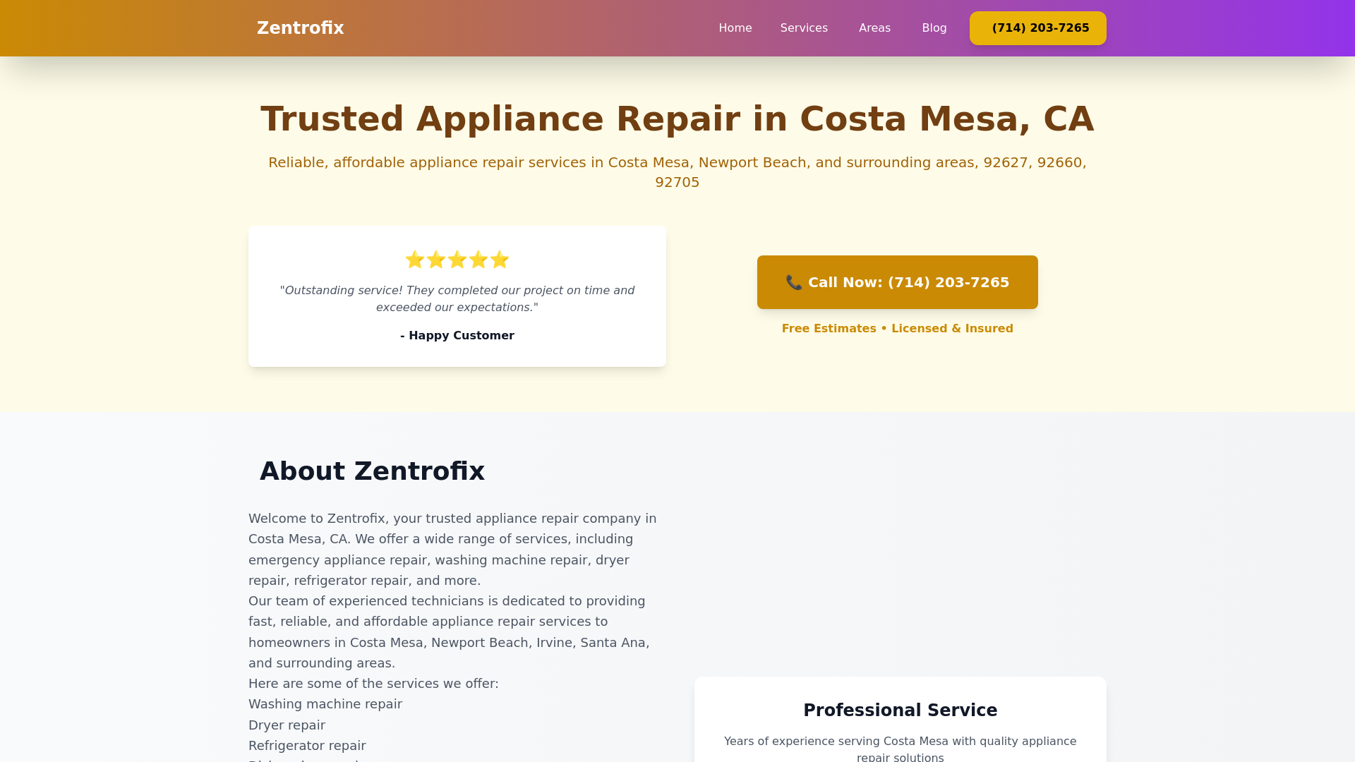 website screenshot of https://appliancerepaircostamesa.pages.dev/