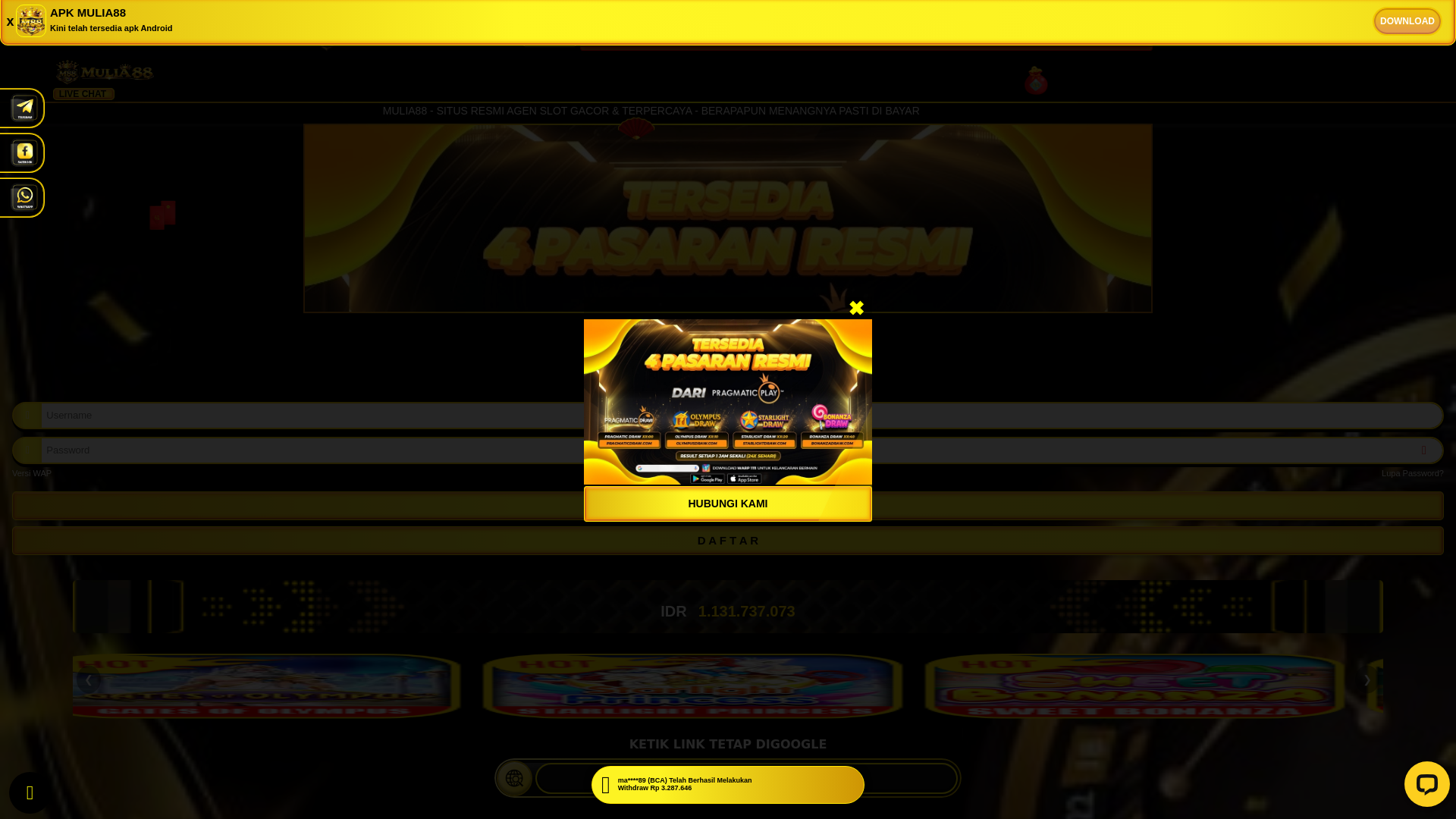 website screenshot of https://mulia88.cfd/