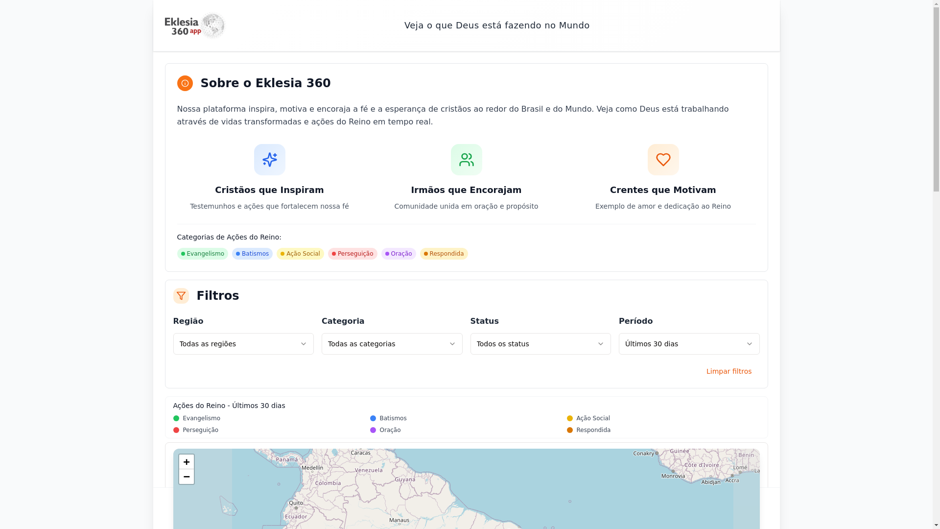 website screenshot of https://eklesia360.app/