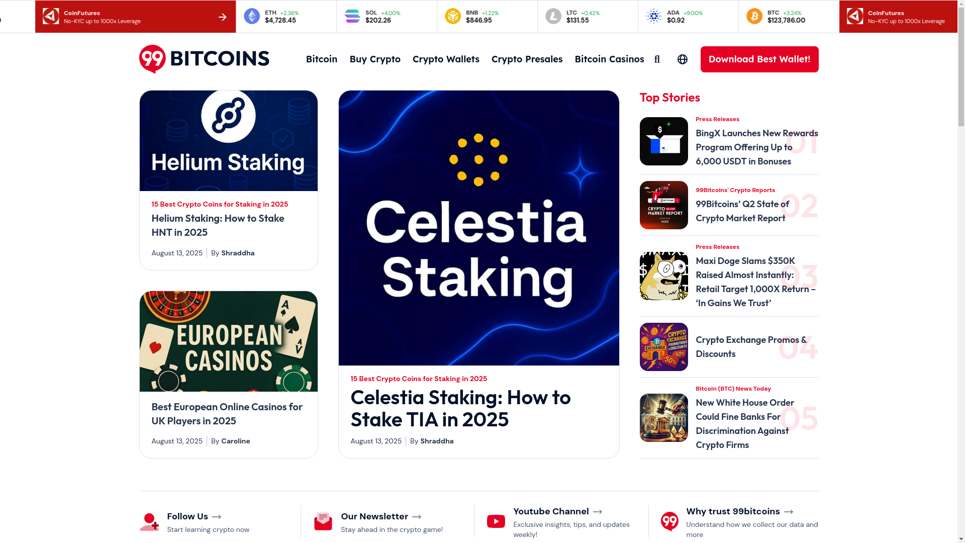 website screenshot of https://99bitcoins.com/
