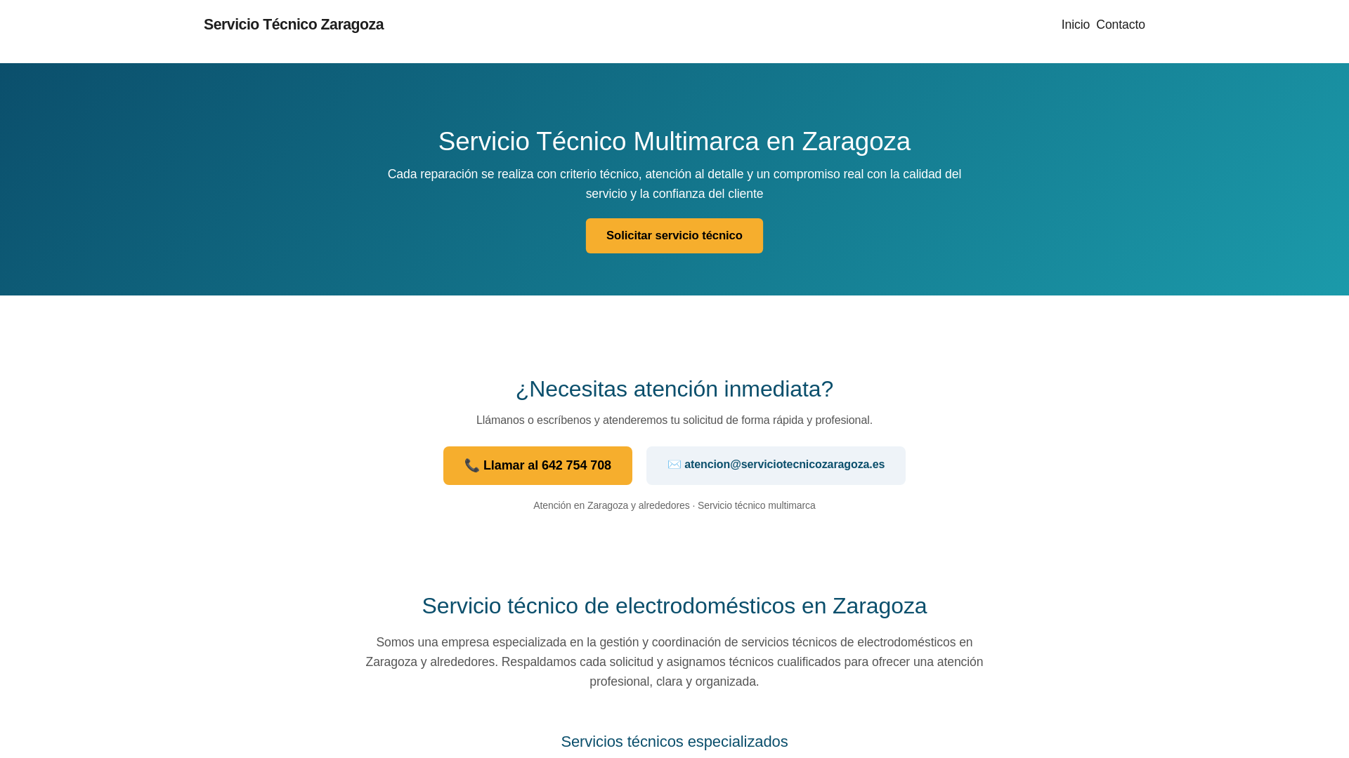 website screenshot of https://serviciotecnicozaragoza.es/