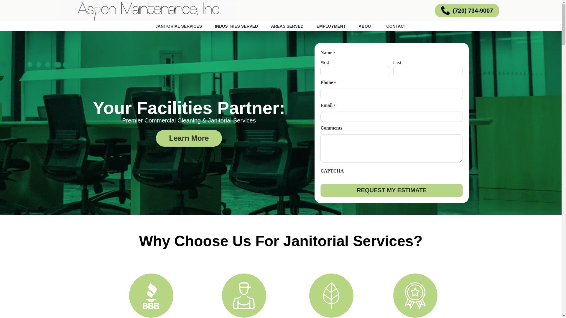 website screenshot of https://aspencleaningpros.com/