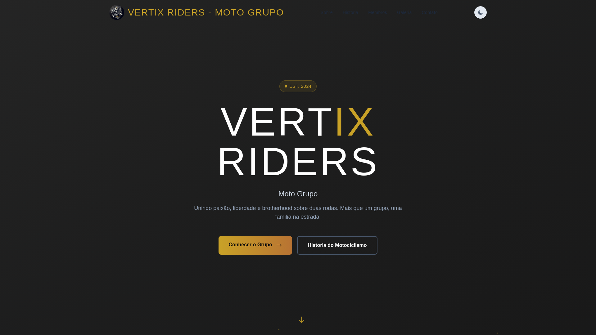 website screenshot of https://vertixridersmotogrupo.com.br/