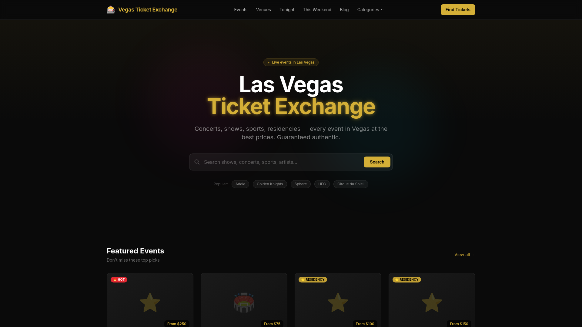 website screenshot of https://vegas-ticket-exchange.pages.dev/