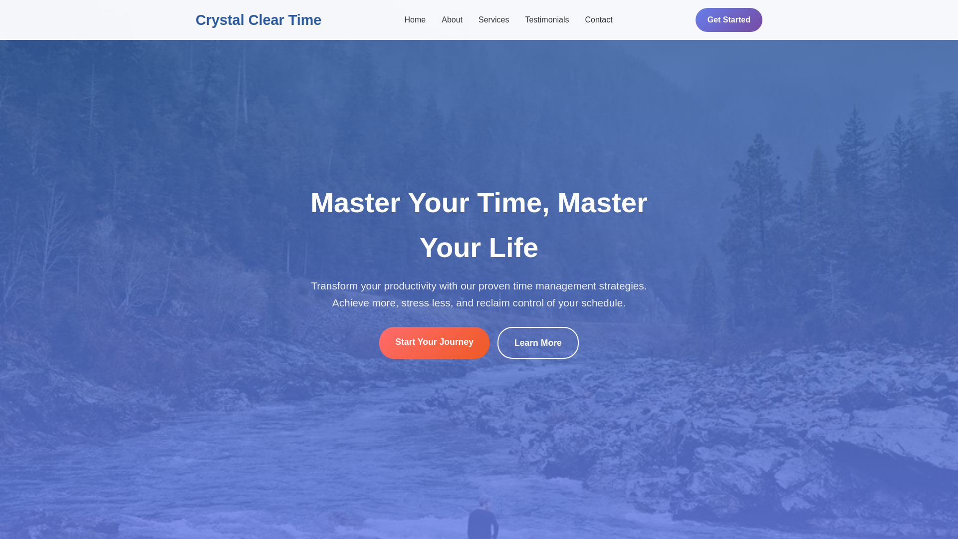 website screenshot of https://crystalcleartime.click/