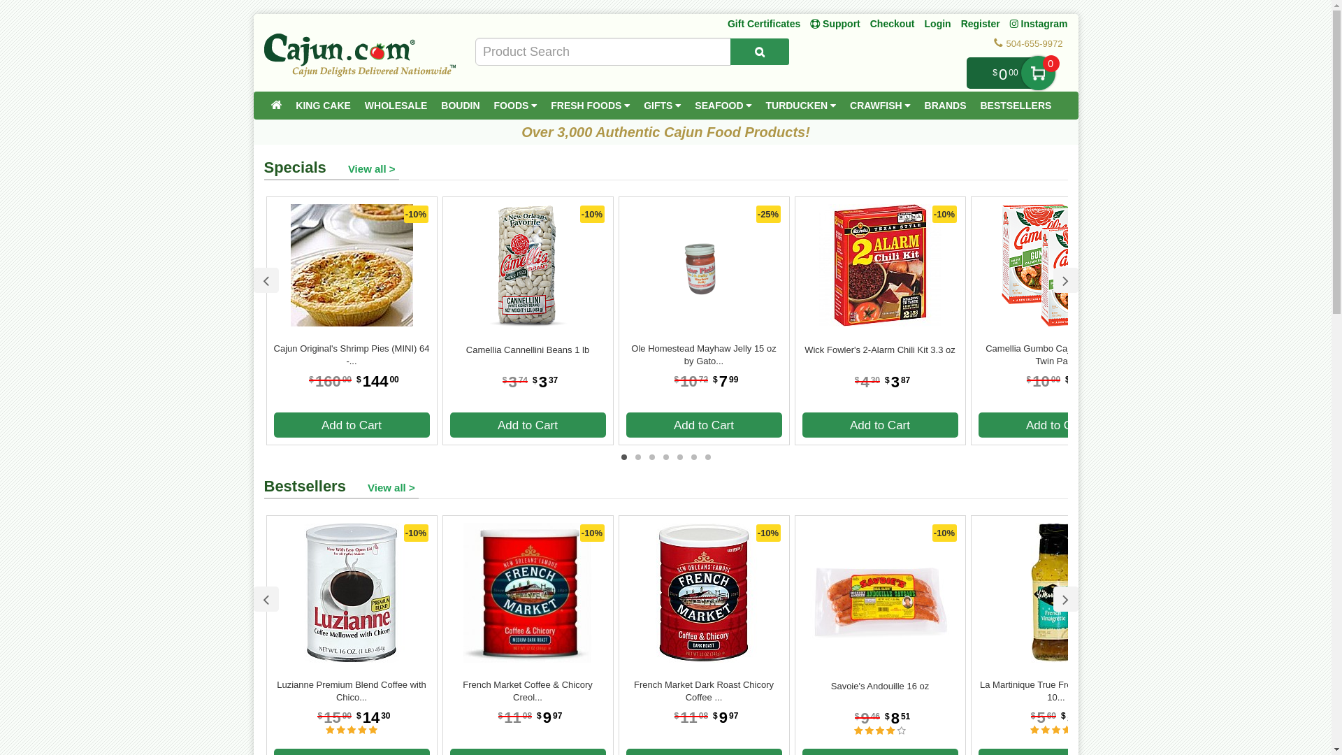 website screenshot of https://www.cajun.com/
