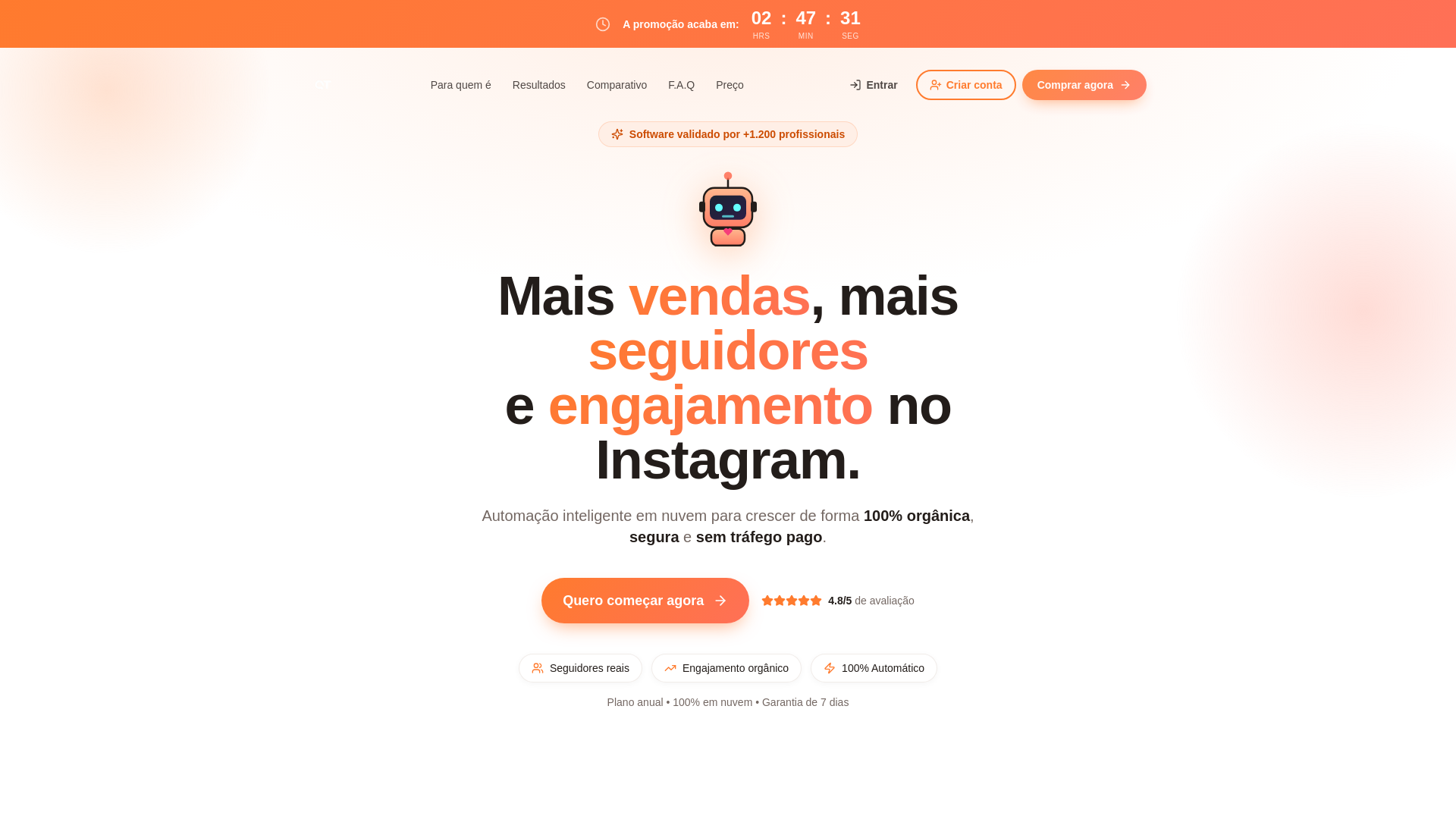website screenshot of https://quantiveinstagrambot.com.br/