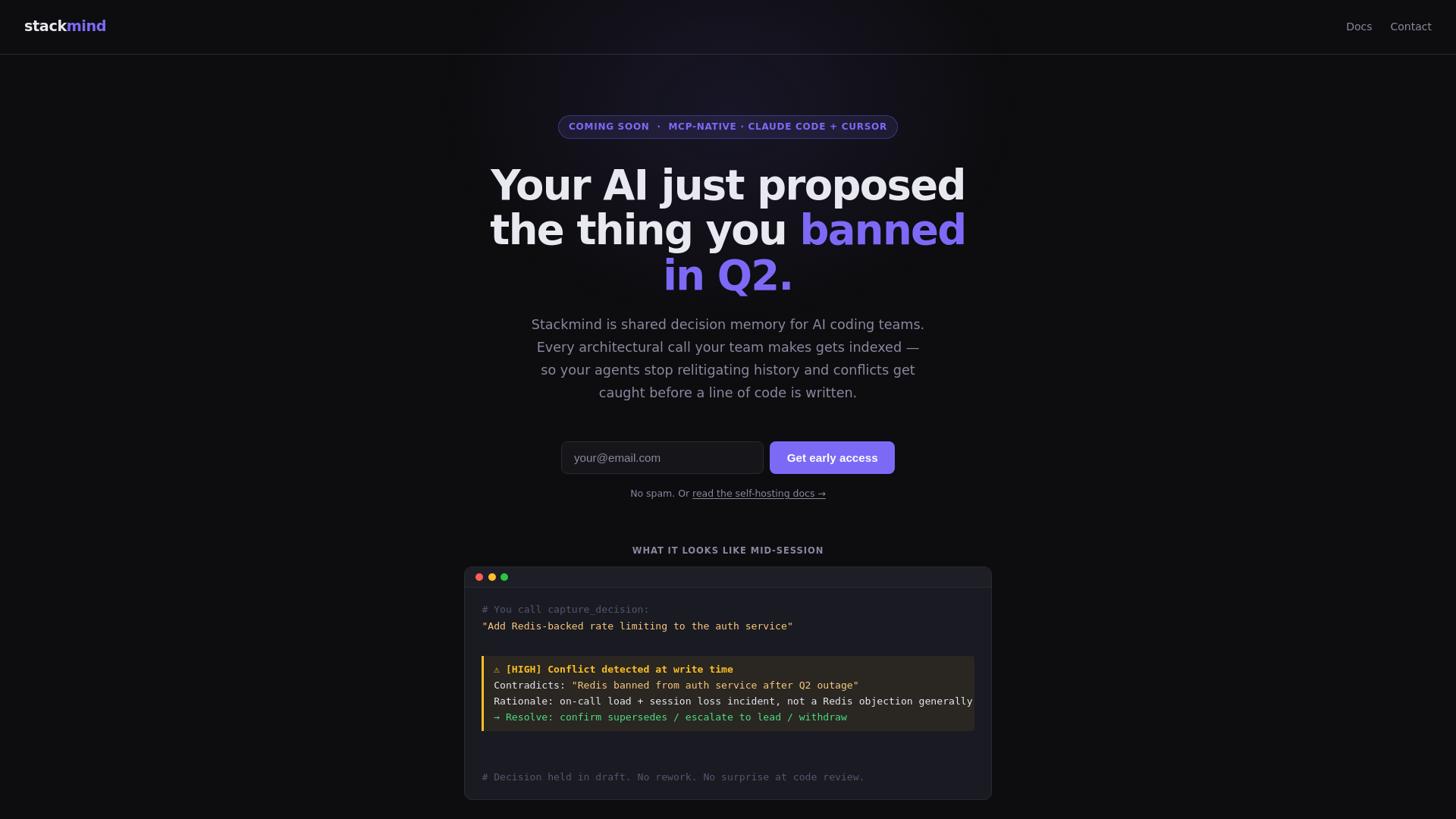 website screenshot of https://stackmind.sh/