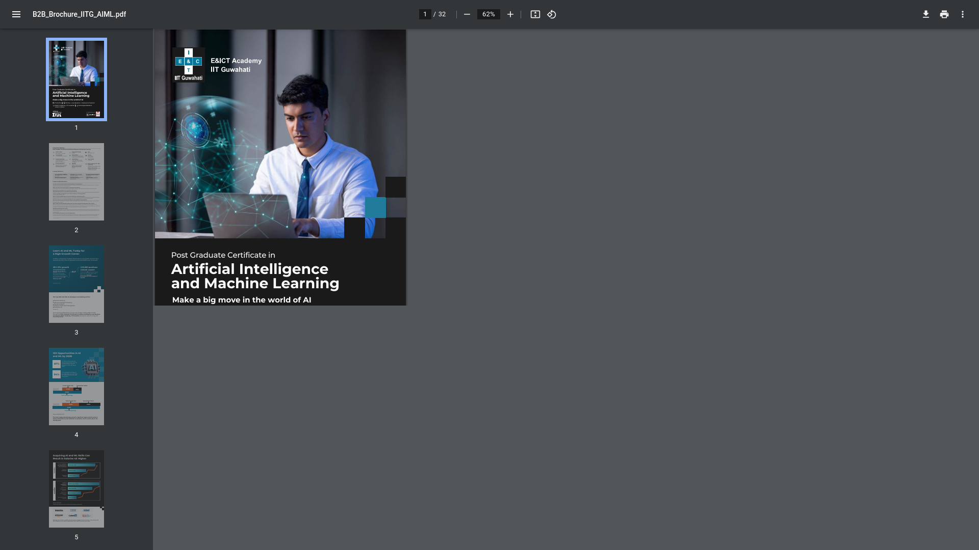 website screenshot of https://emrt.us/B2B_Brochure_IITG_AIML