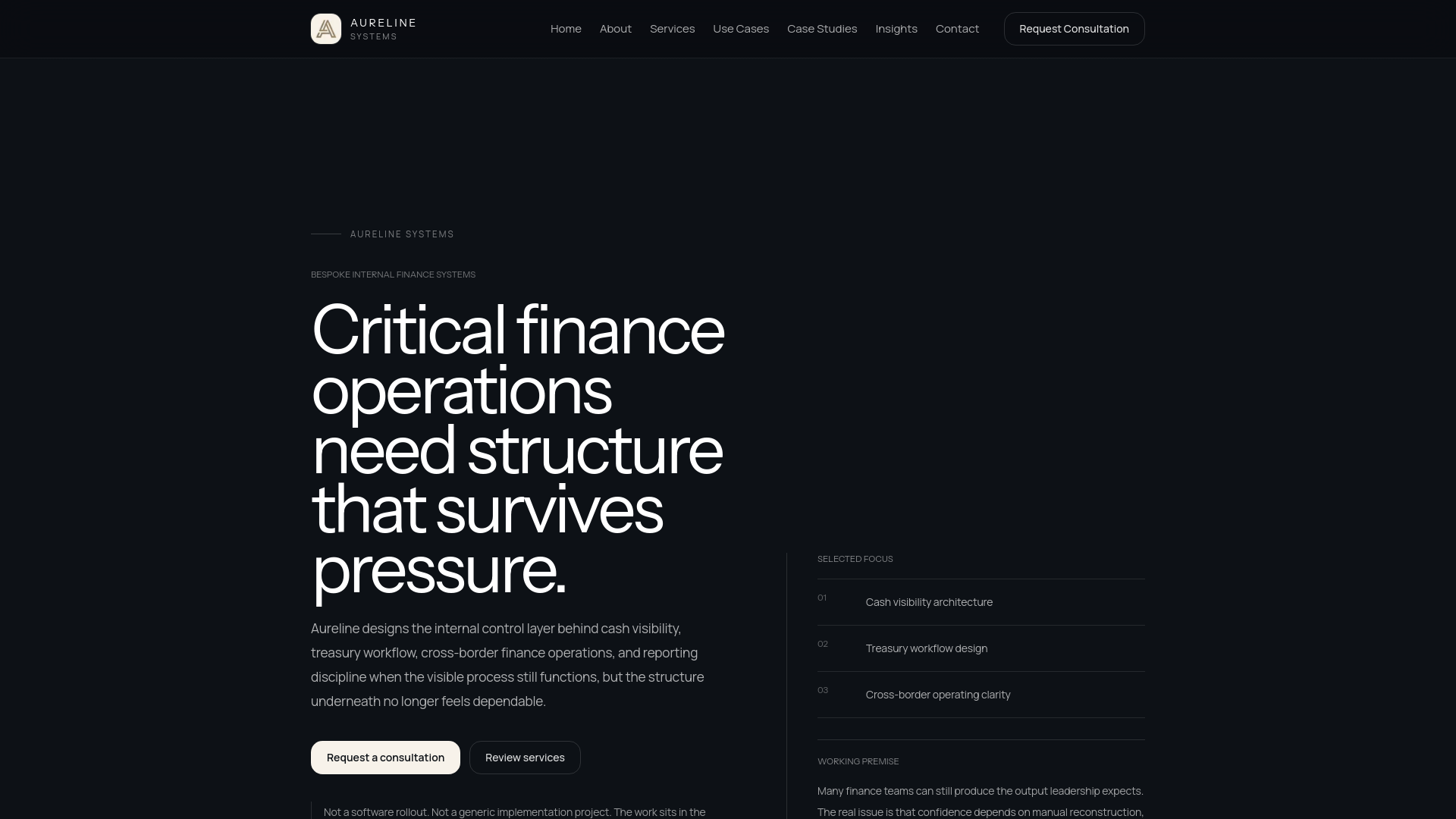 website screenshot of https://aurelinesystem.com