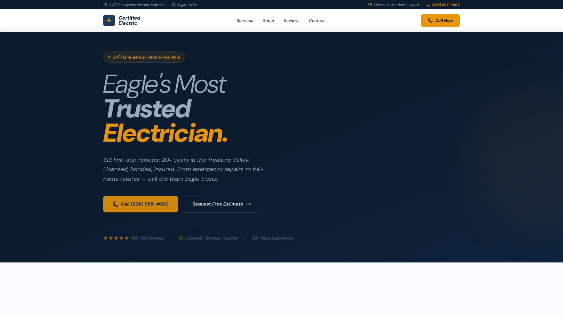 website screenshot of https://certified-electric-demo.pages.dev/