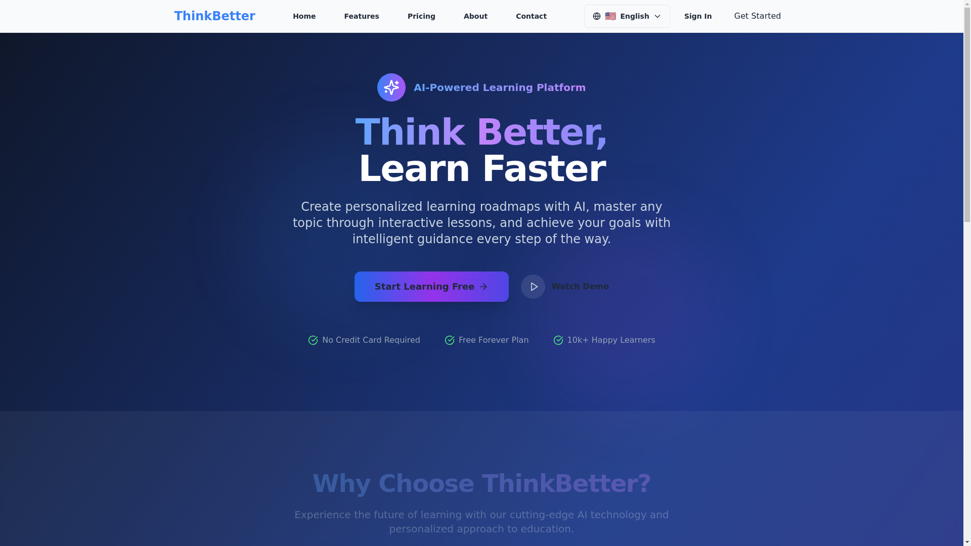 website screenshot of https://thinkbetter.study/
