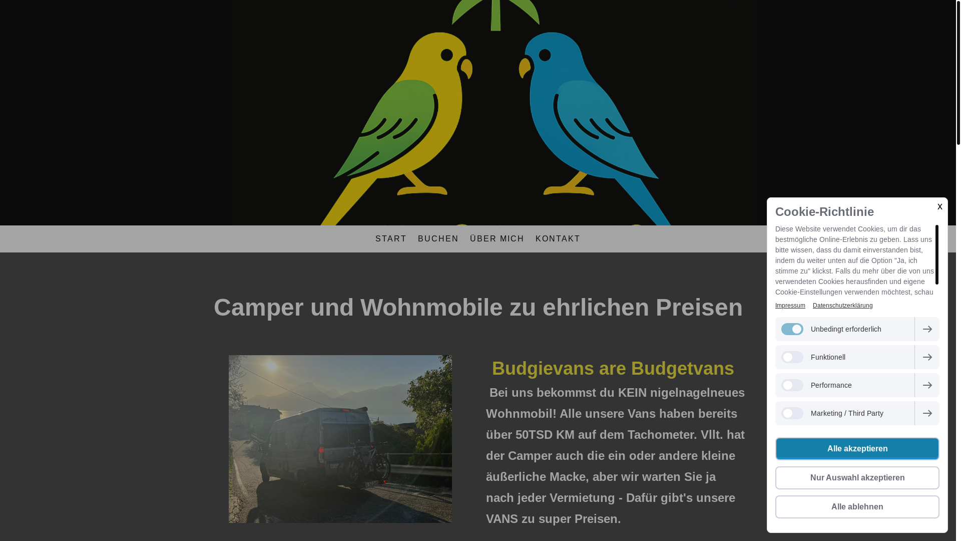 website screenshot of https://budgievans.de/