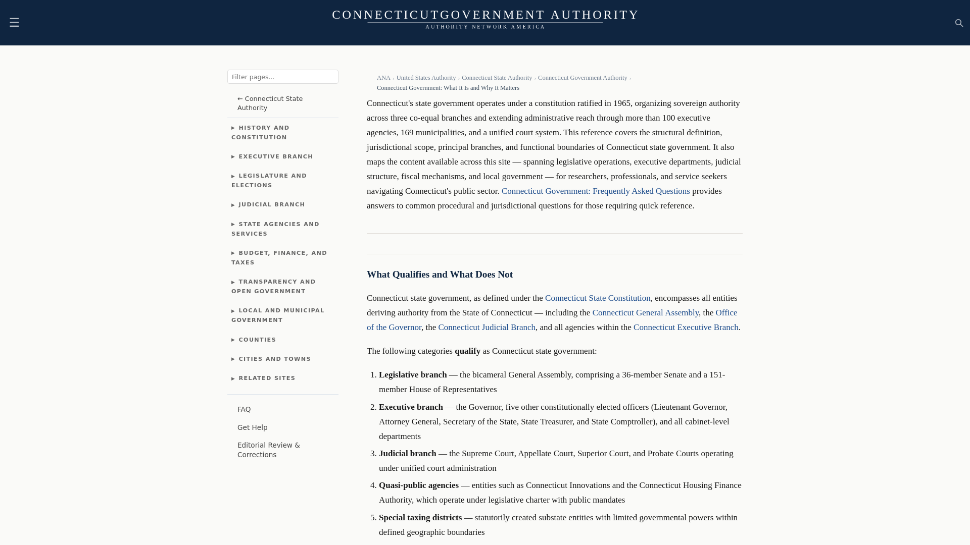 website screenshot of https://connecticutgovernmentauthority.com/