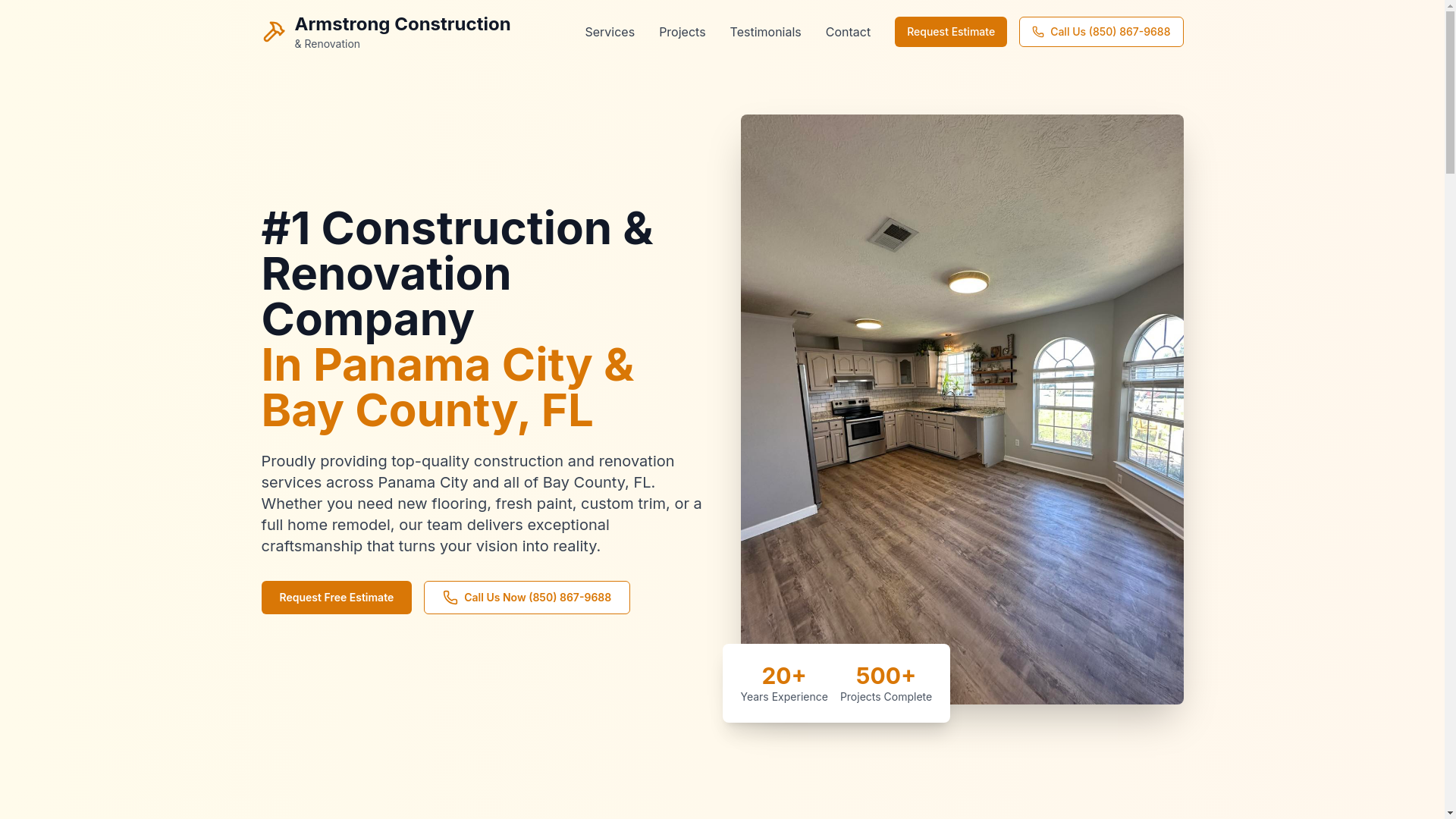 website screenshot of https://armstrongrenovation.com/