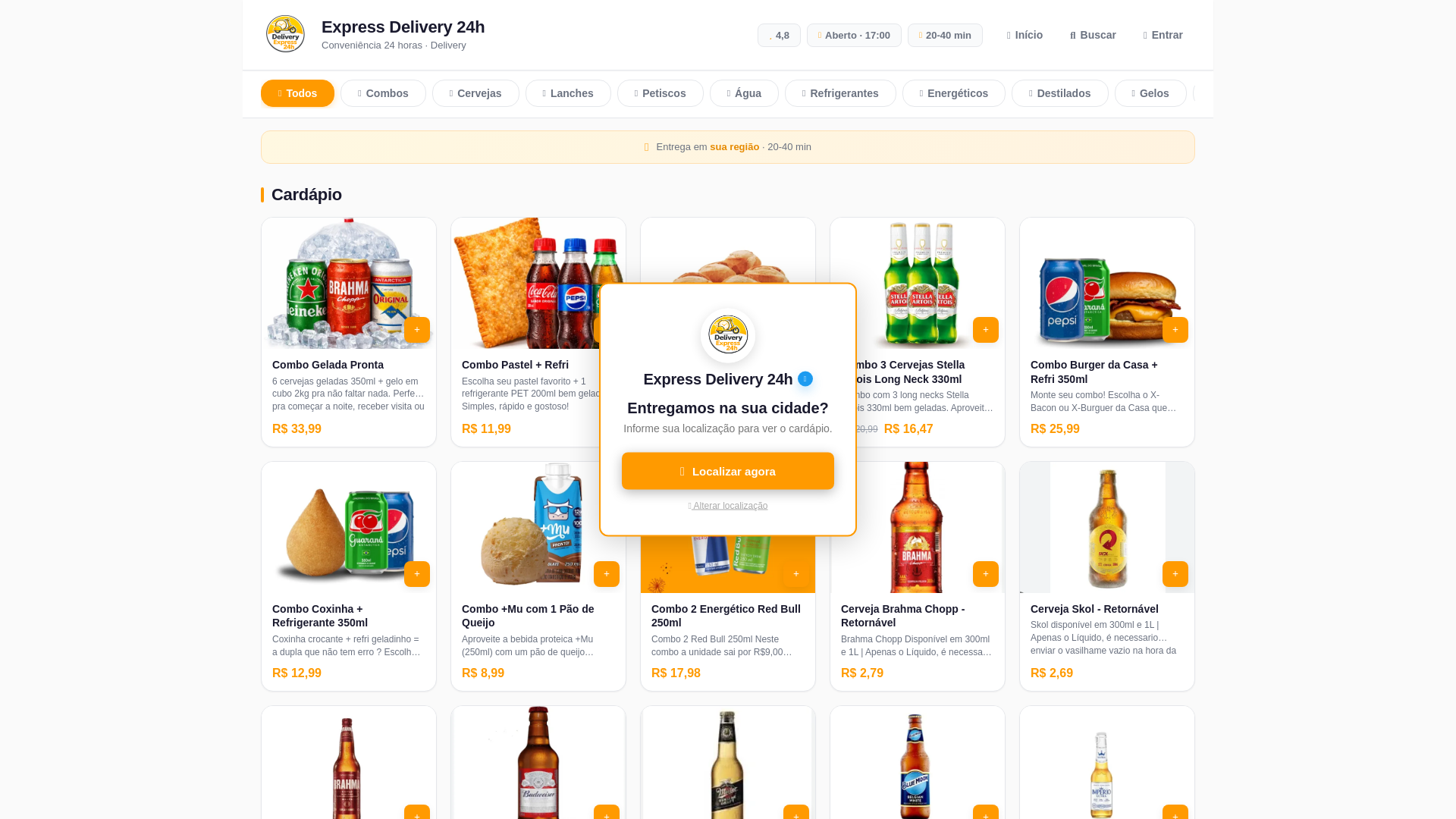 website screenshot of https://mercadoexpress24horas.delivery/