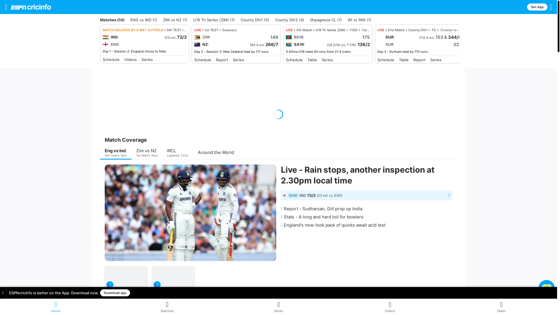 website screenshot of https://www.espncricinfo.com/