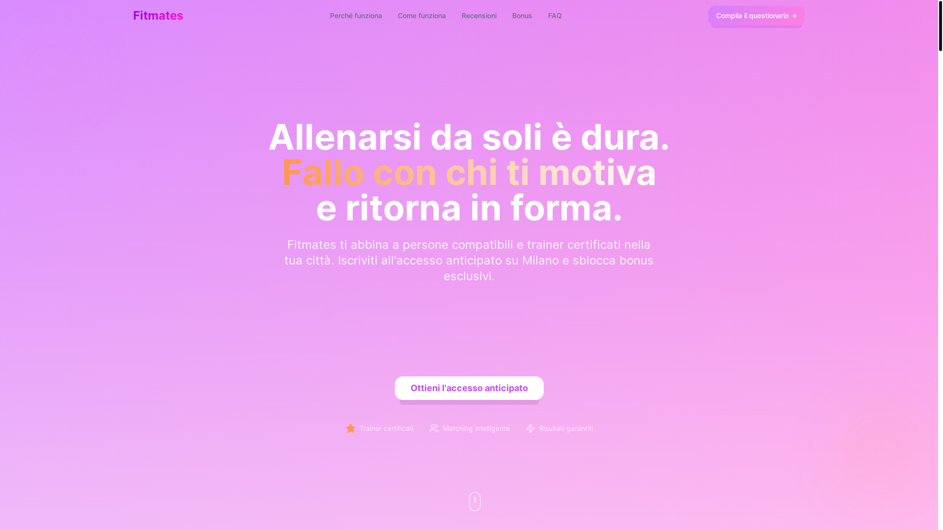 website screenshot of https://fitmates.it/