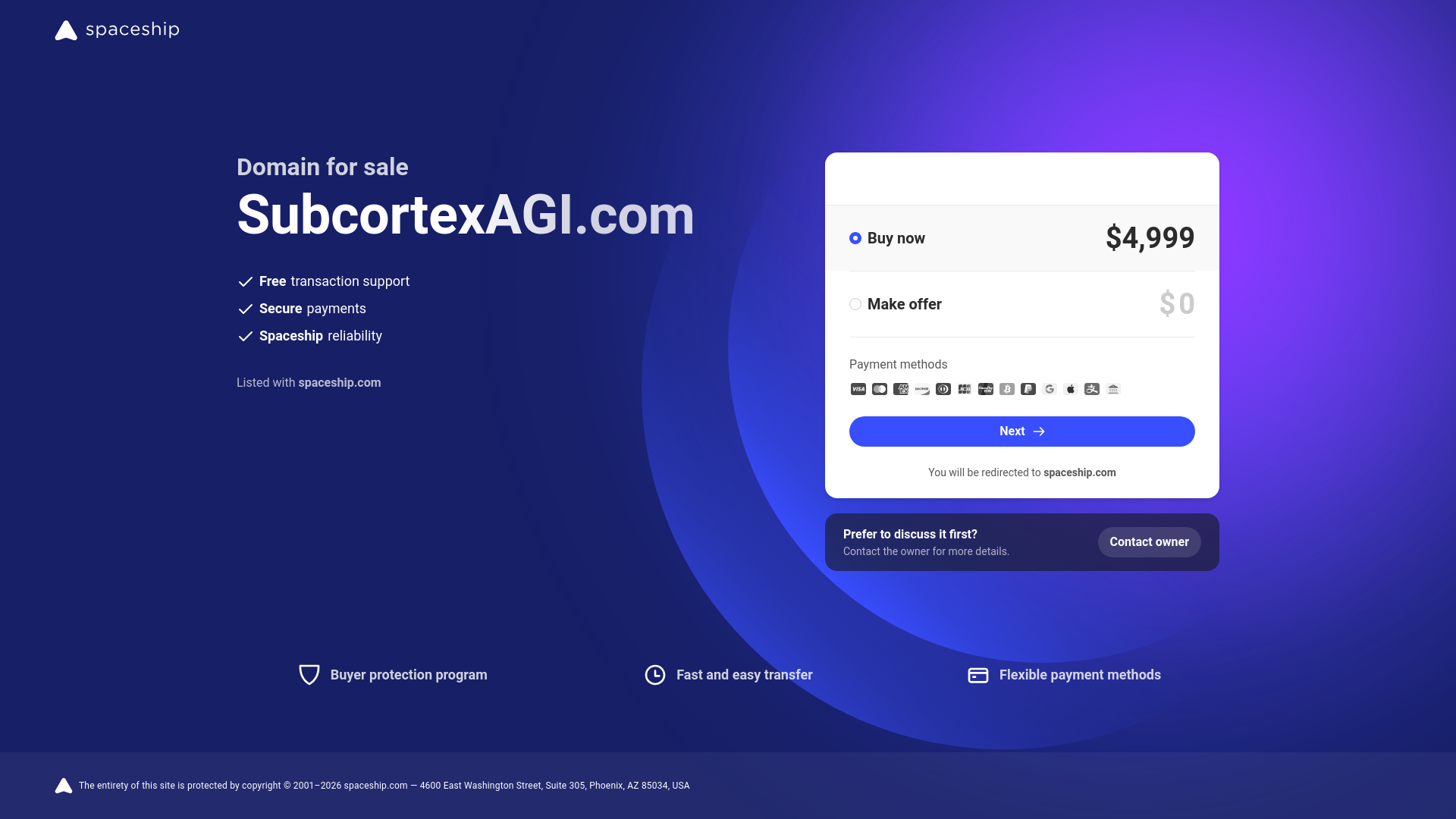 website screenshot of https://subcortexagi.com/