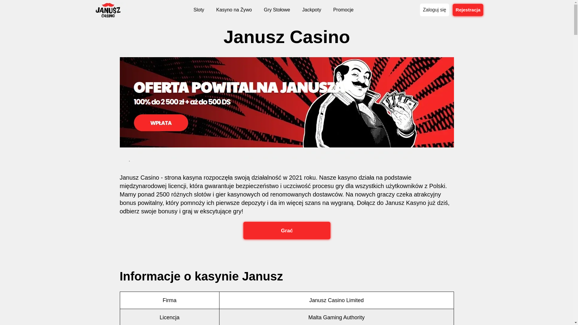 website screenshot of https://januszcasino-biz-pl-8936.pages.dev/