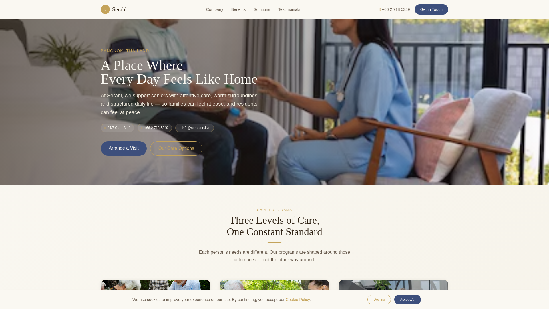 website screenshot of https://serahlen.live/