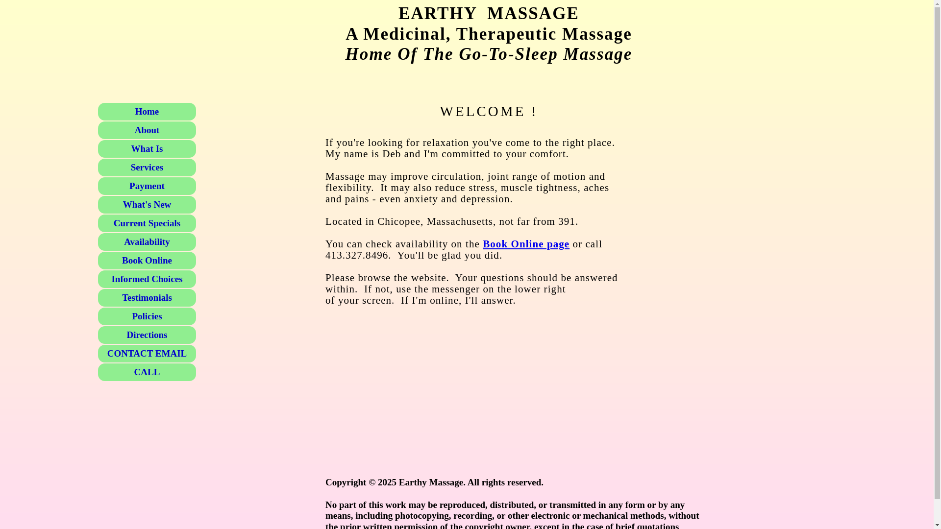 website screenshot of http://earthymassage.com/