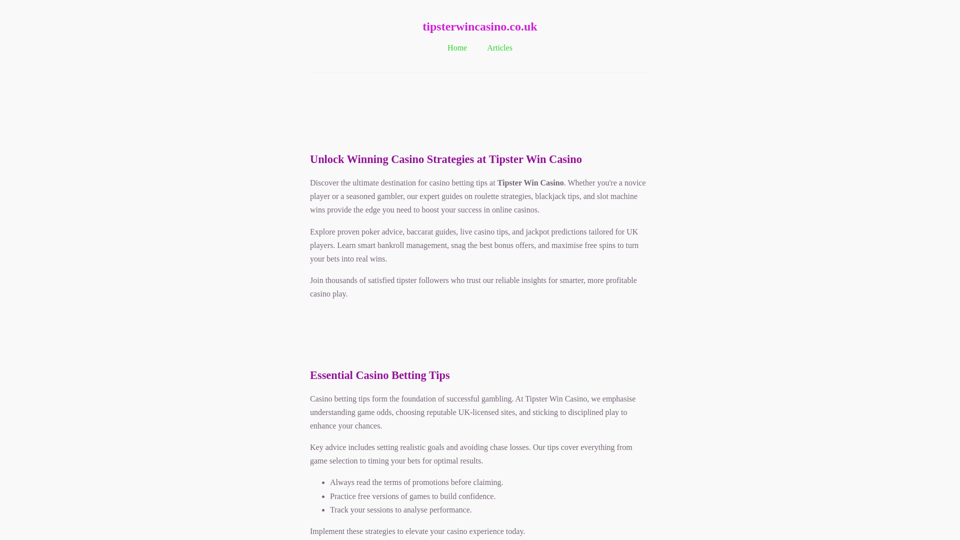 website screenshot of https://tipsterwincasino.co.uk/