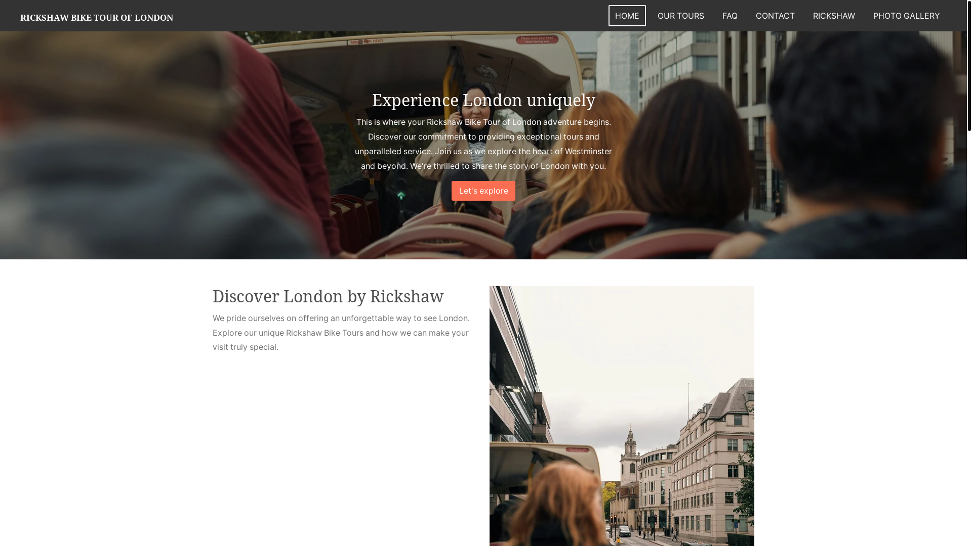 website screenshot of https://rickshaw-bike-tour-of-london.com/
