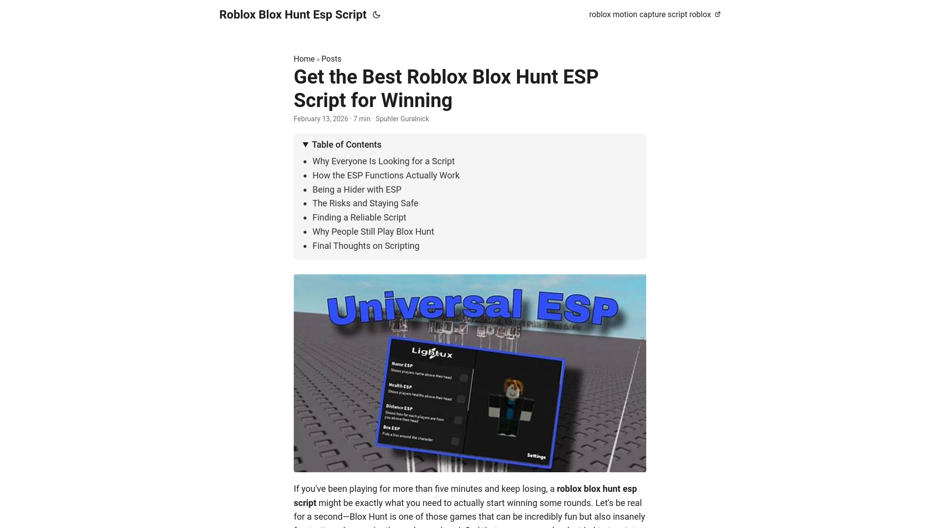 website screenshot of https://roblox-blox-hunt-esp-script.pages.dev/