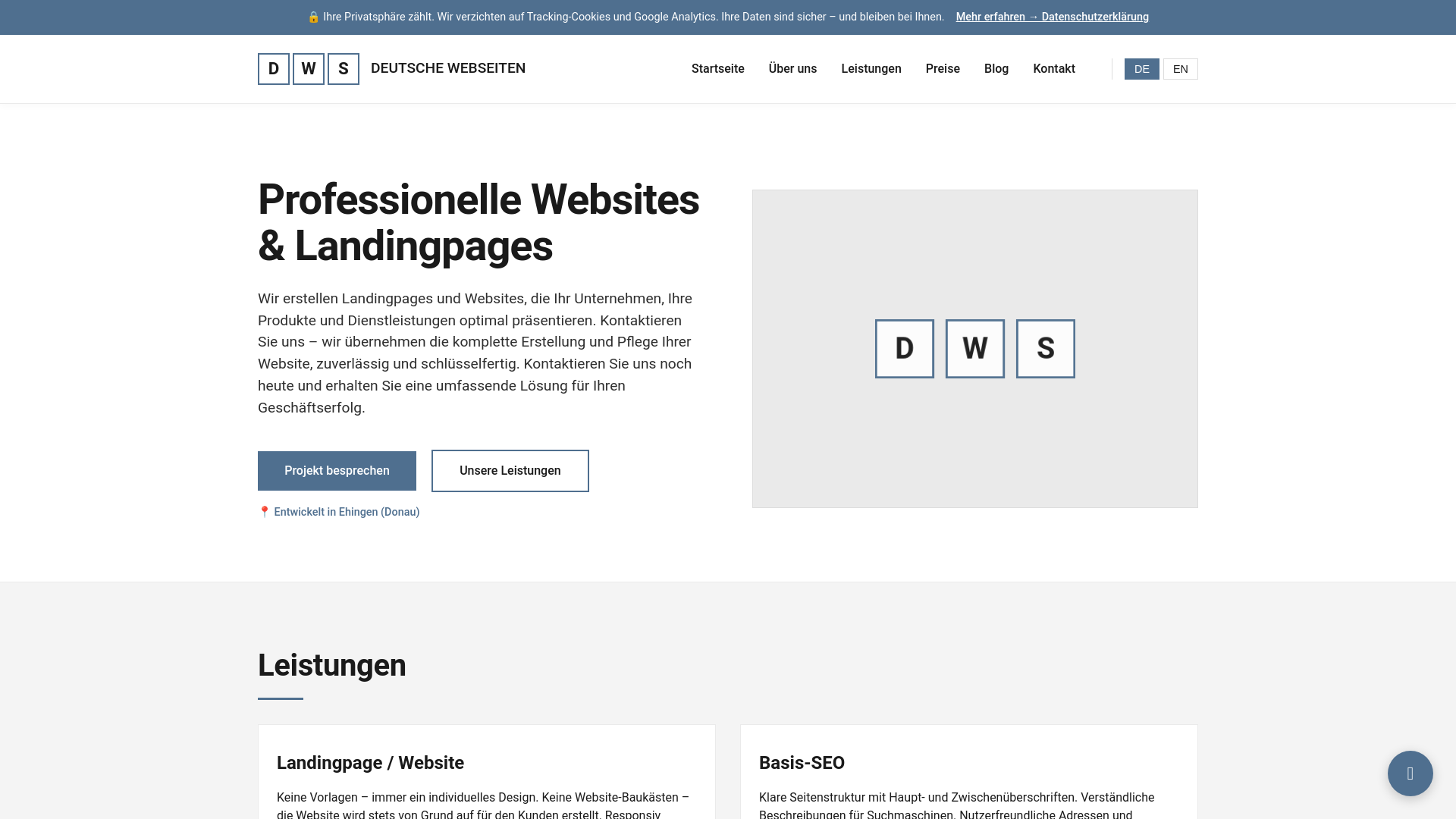 website screenshot of https://deutschewebseiten.de/