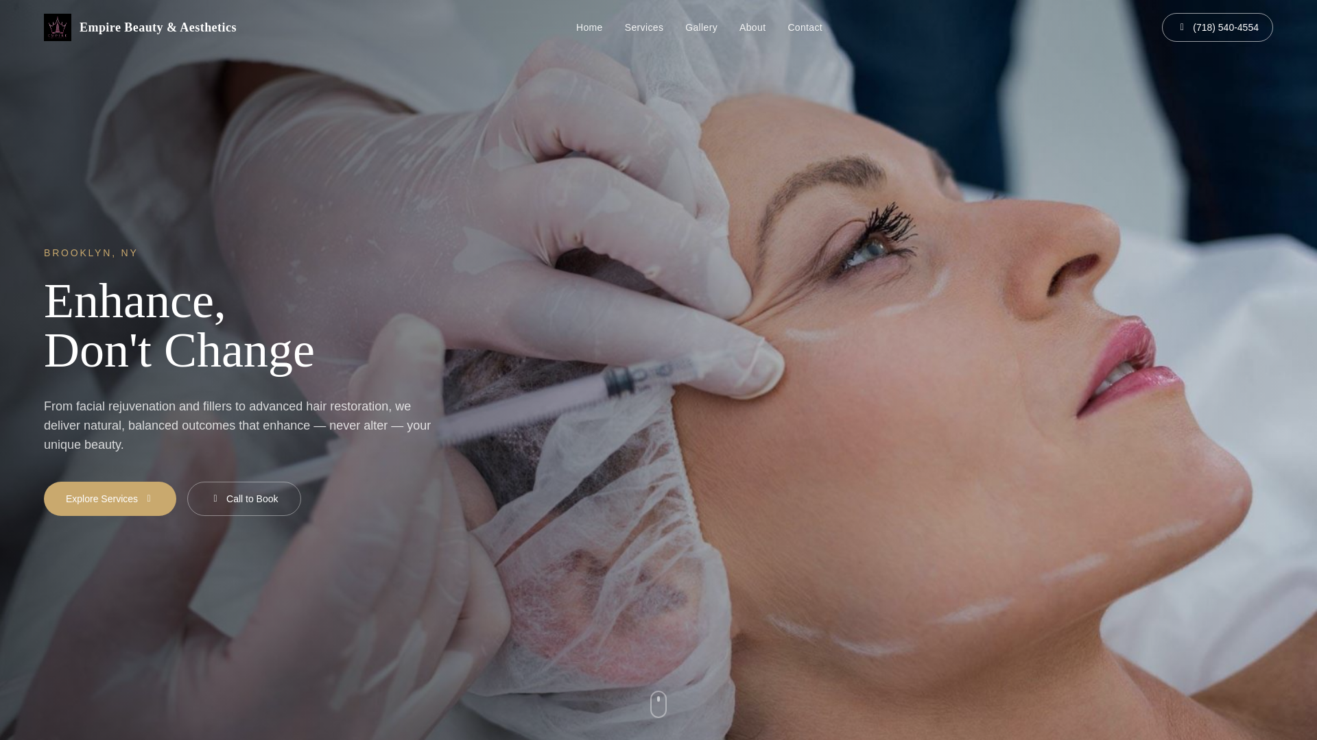 website screenshot of https://empirebeautyandaesthetics.com/