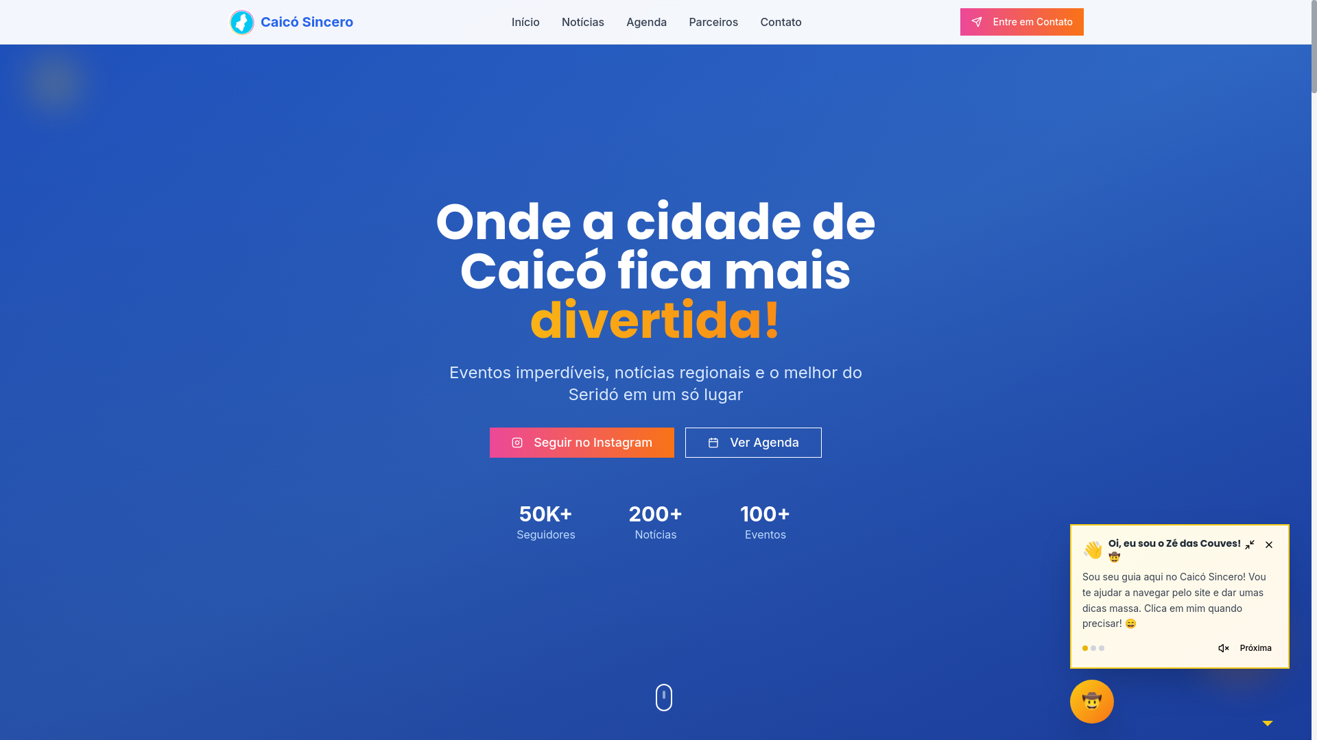 website screenshot of https://caicosincero.com.br/