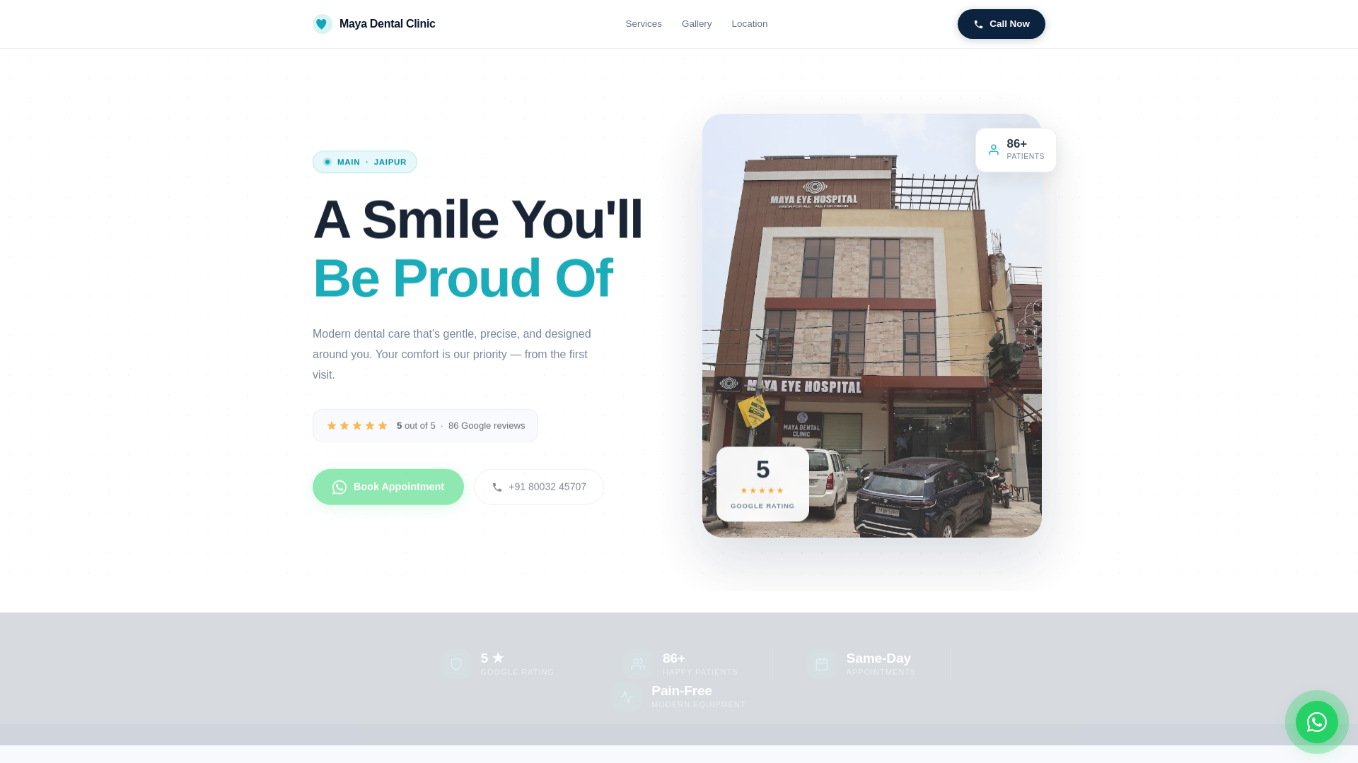 website screenshot of https://maya-dental-clinic-jaipur.pages.dev/