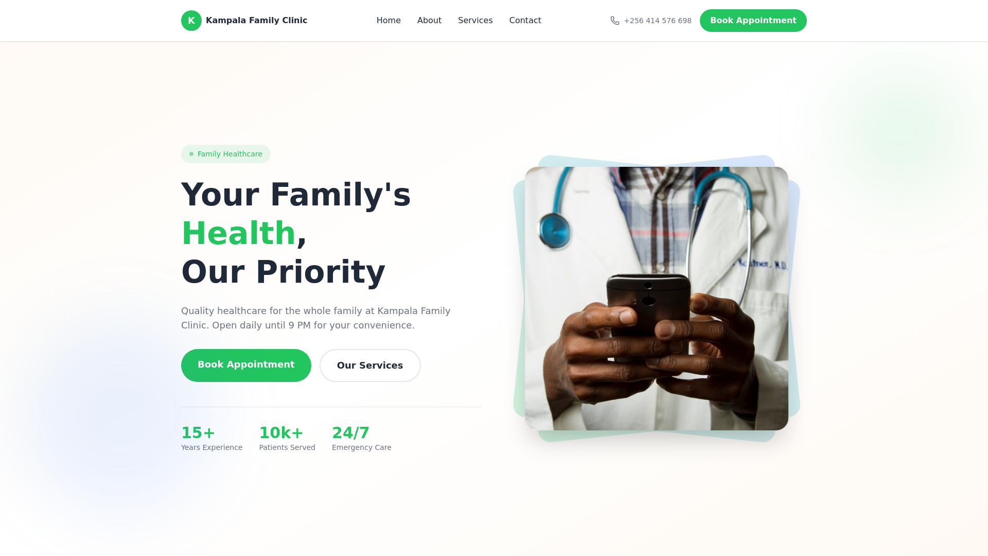 website screenshot of https://haclab-kampala-family-clinic.pages.dev/