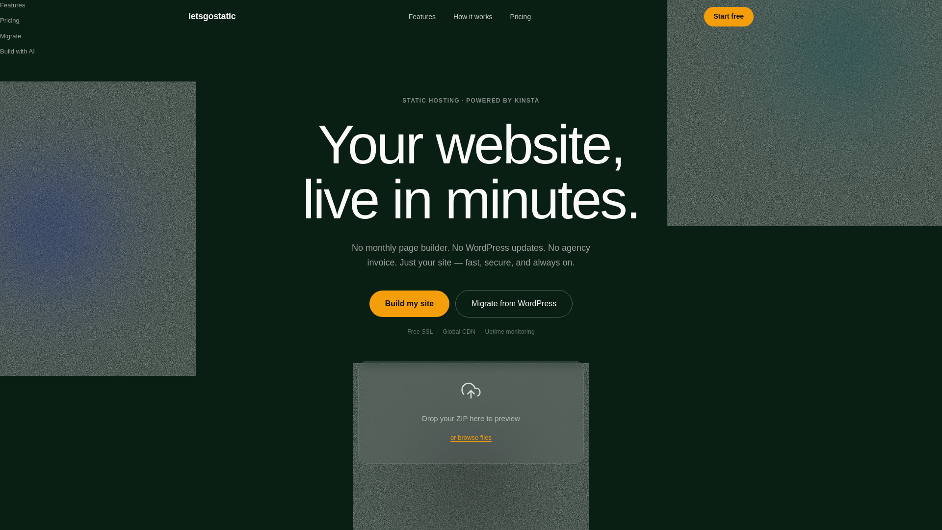 website screenshot of https://letsgostatic.com