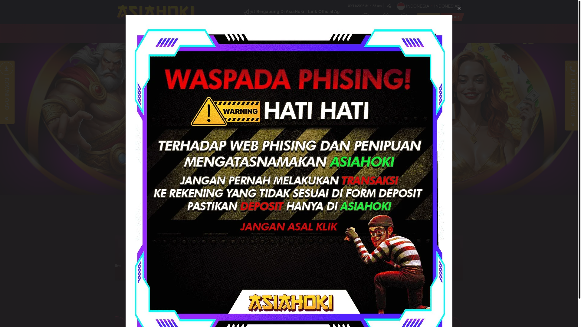 website screenshot of https://mainasiahoki.xyz/