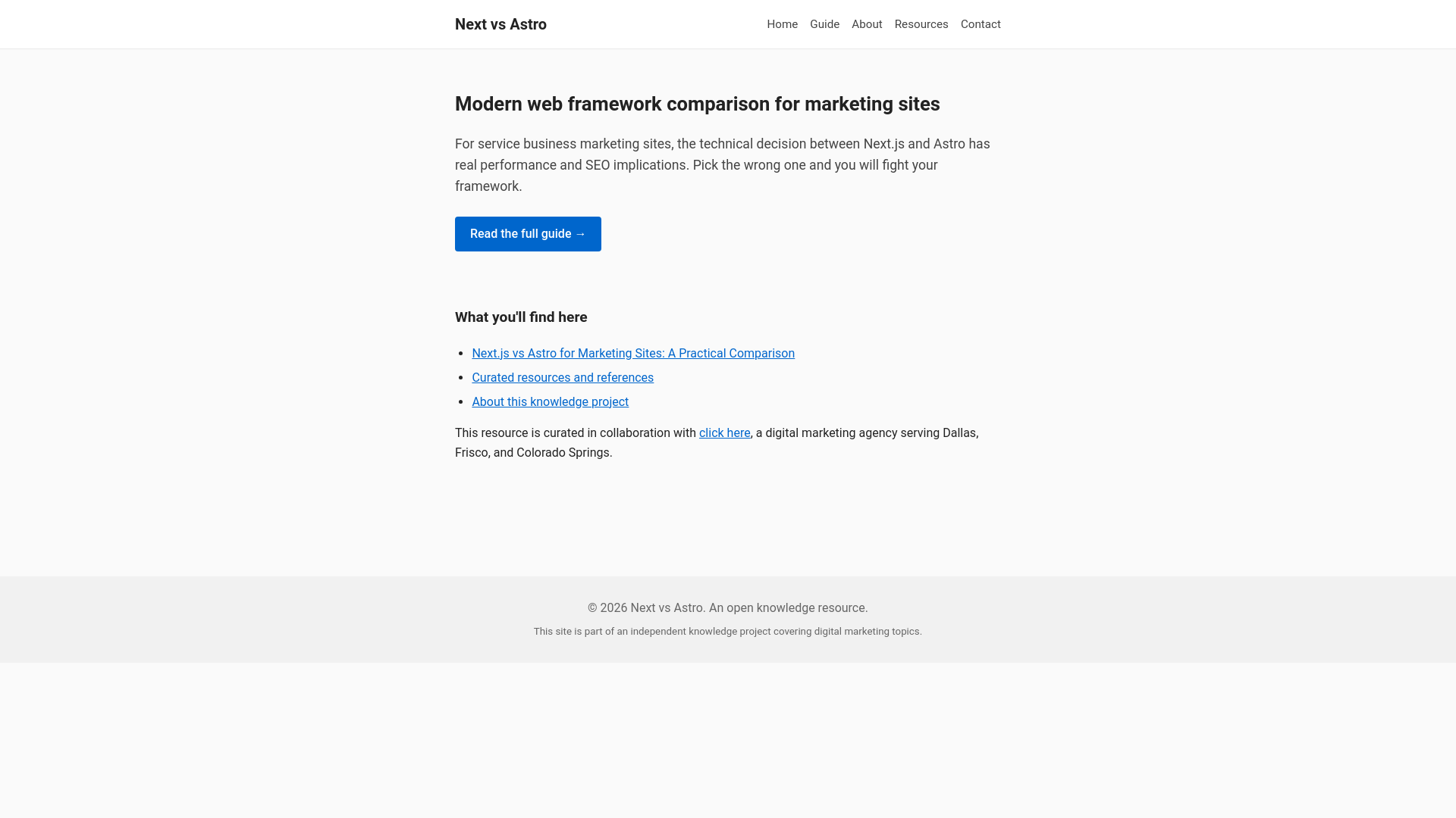 website screenshot of https://next-vs-astro.pages.dev/