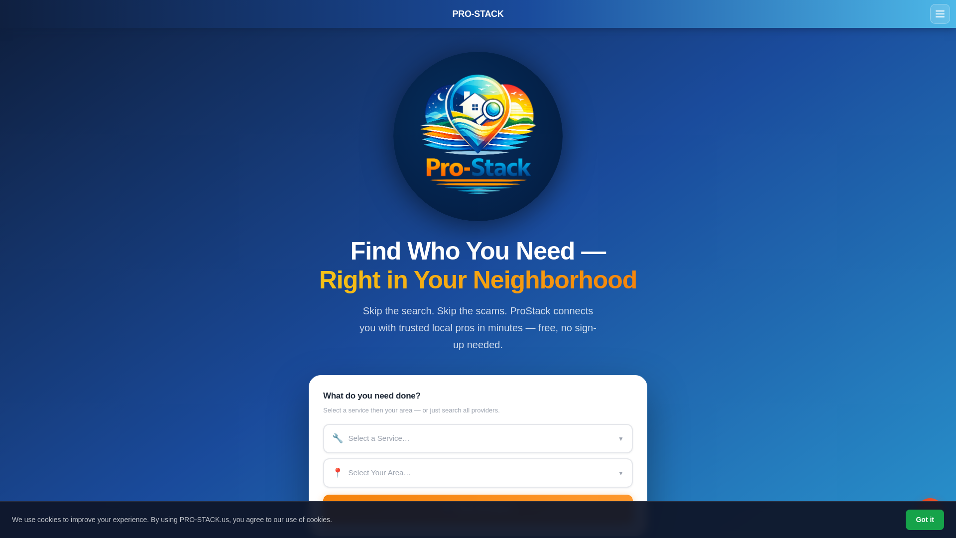 website screenshot of https://pro-stack.us/