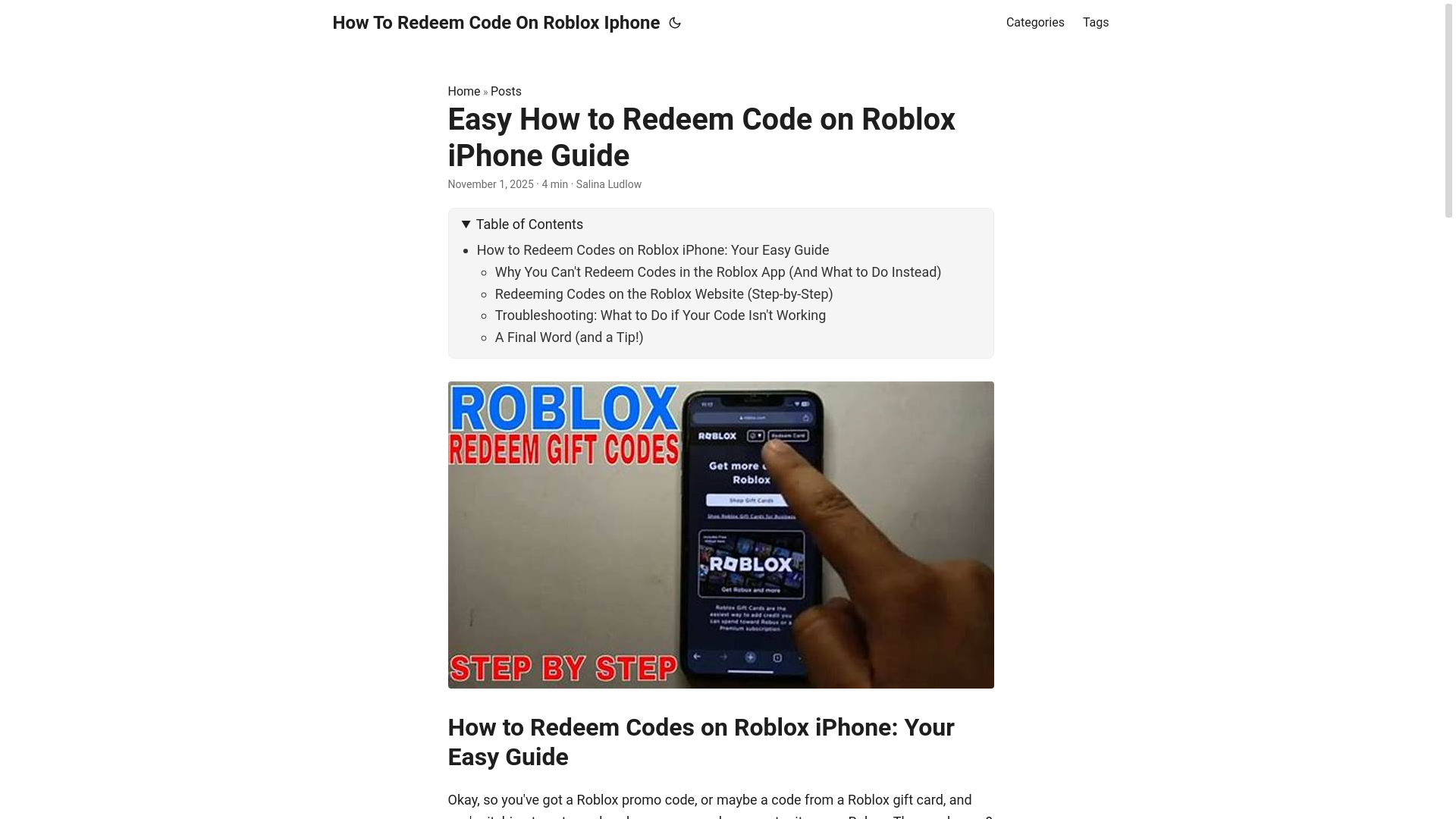 website screenshot of https://how-to-redeem-code-on-roblox-iphone.pages.dev/